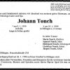 Tonch Johann 1930-1998 Todesanzeige